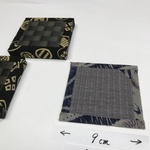 家紋柄の重量感あるブロックコースター2台組　畳柄:市松黒