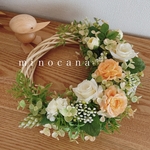 優しい色合い♡癒しグリーンのナチュラルリース　26×26