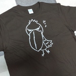 ペイントTシャツ「ご機嫌ハシビロコウ♡Lサイズ、チョコレートカラー」