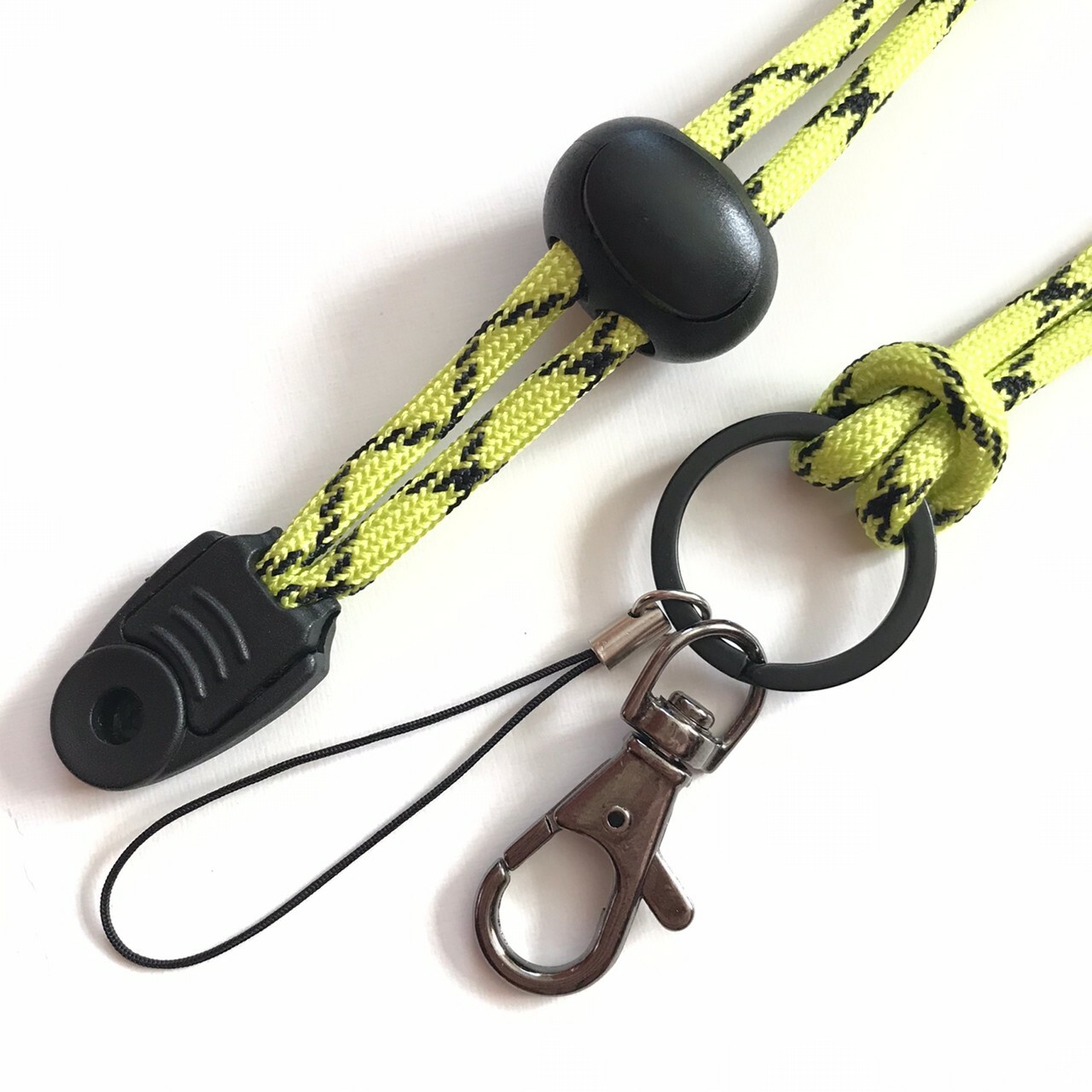 パラコード製ネックストラップ（蛍光イエローブランク色・太さ4mm