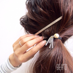 フリンジ×コットンパールのヘアゴム