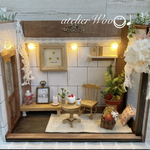 明かりが灯る カントリー ルーム✩⃛ 木製 ドールハウス