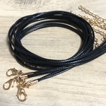 5本セット ゴールド金具 PUコード ネックレス ブラック