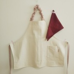 子どもエプロン♪ホワイト×赤ストライプ