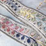 50cm【rb-6】 刺繍リボン    レース ブレード 