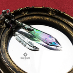 【キーホルダー】藤ノ花ペンデュラム/羽根チャーム/【推し色鉱石レジン・メイクォーツ】