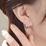 クリスタルハートのピアス(シルバーボールのキャッチ付き)