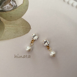【値下げsale】小さめジルコニア×コットンパールのイヤリング/ピアス