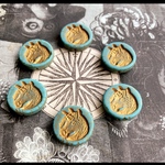 【2コずつ販売】JIRI＊IVANA#czech beads#チェコビーズ　unicorn🦄23㎜　turquoise/bronze