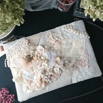 【ポシェット】フレンチアンティークなナチュラルリネンのポシェット　心ときめく斜めがけファスナーポーチ