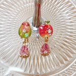 鳥さんフルーツコラボイヤリング(ピアス) コザクラインコ×りんご
