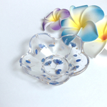 ブルーの小花入りお花のアクセサリートレイ