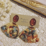 new！秋色インド刺繍リボンのピアス