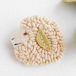 ひつじ　刺繍ブローチ　【受注製作】