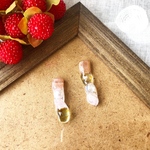 ストロベリークォーツやシトリンのシンプルなぷくぷくピアス、イヤリング