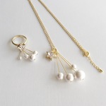 ☆ビジューとコットンパールの流れ星ネックレス☆