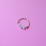 【再販】ハート ブルーレースアゲート 天然石 ワイヤー ピンキーリング