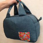 ご依頼品◇デニム×丸花◇ボストンバッグ
