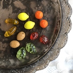 czech beads フルーツバスケットA バナナ、イチゴ、オレンジ、アーモンド、マスカット、レモン
