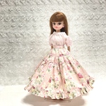 小さなばらのティアードスカート　リカちゃん　ブライス　ジェニー　バービー　22cm  27cmドール  ドール服　着せ替え服　アウトフィット