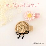 2点セット👒  ベビー キッズ ヘアクリップ / ヘアピン  カンカン帽 麦わら帽子 マーガレット