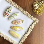 秋色🍁花柄パッチンピン５本セット　イエロー 〜グリーン　小花　花柄　