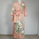 着物リメイクワンピース 巻きドレス　7分袖　訪問着　ピンク