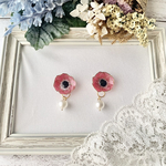 【送料込】アネモネ(赤)ピアス・イヤリング