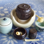 ミニチュア☆陶器　茶道具　風炉揃え　黒楽