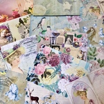 (再販×3)花いっぱいのジャーナルペーパーセットC＊コラージュ素材＊ジャンクジャーナル