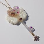 ハートフラワーキーネックレス(紫)