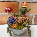 kana-tino様　オーダー作品　多肉ちゃん　寄せ植え　ダックス　ミニチュア　粘土細工　樹脂粘土