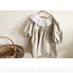 ⌣ 綿麻のぽわん袖ワンピース　honoさまorder