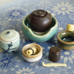 ミニチュア☆陶器　茶道具　風炉揃え 白萩茶碗