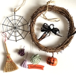 ハロウィンリース手作りキット！可愛い〜ミニ蜘蛛の巣付き　カボチャ　壁掛け　プレゼント　ハロウィン壁掛け
