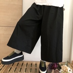 ゆったりスッキリ☆楽ちんガウチョ☆◆黒ツイル生地