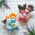 バルーンブーケ　肉球がかわいいワンコ＆ニャンコのミニブーケ