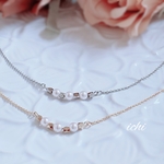 シンプルパールとキューブのネックレス（ゴールド、シルバー）