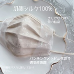 シルク100% お肌に優しい　シンプル　雪の結晶　マスクカバー　チュールレース　不織布マスクが見える　インナーマスク　抗菌、抗ウイルス生地使用　パンチング　メッシュ生地　クレンゼ　センターワイヤー