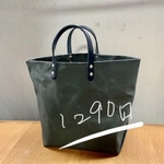 happy price 大きめパラフィン帆布トートバッグ　革持ち手mos01