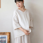 Organiccotton＆Linenガーゼ  Ｖネックゆったりプルオーバー