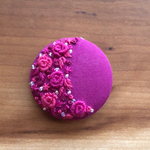 ビーズ刺繍くるみボタン（ヘアゴム/ブローチ）