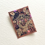切手型箔押しシール5枚セット【不思議の国のアリス】