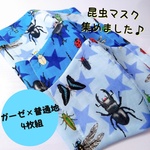 NEW ☆ 昆虫マスク４枚セット  カブトムシ  クワガタ テントウムシ ほたる 子供立体マスク  ガーゼマスク  
