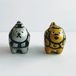 狛犬と獅子の置物　金×銀