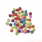 【約7mm カラフル系 120個】スマイルビーズ ニコちゃん コイン型 ラウンド型 スマイリー
