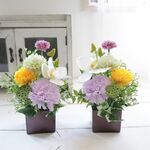 お供え　小ぶりで置きやすいサイズ　仏花　上質花材　ソープフラワー　彼岸　お盆　墓花　お悔み　水替え不要