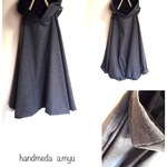 なめらかwoolのbigパーカー グレー×黒linen100％