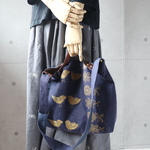 3WAYバッグ（tori-to-hana・ネイビー）ハンドメイド・ミナペルホネン生地使用