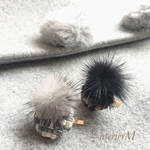 秋冬アイテム♡ツイード＆ファーポニーフック（ブラック.グレー）